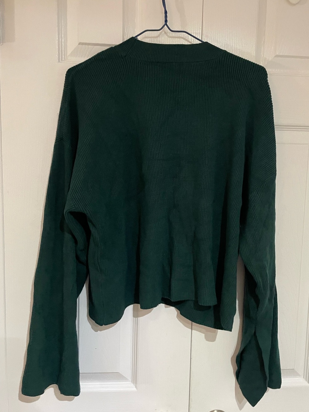 Dynamite Dark Green Ribbed Flare Long Sleeve Top